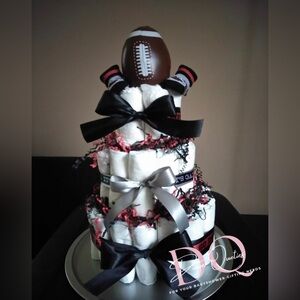 Baby shower football diaper cake 3 tier